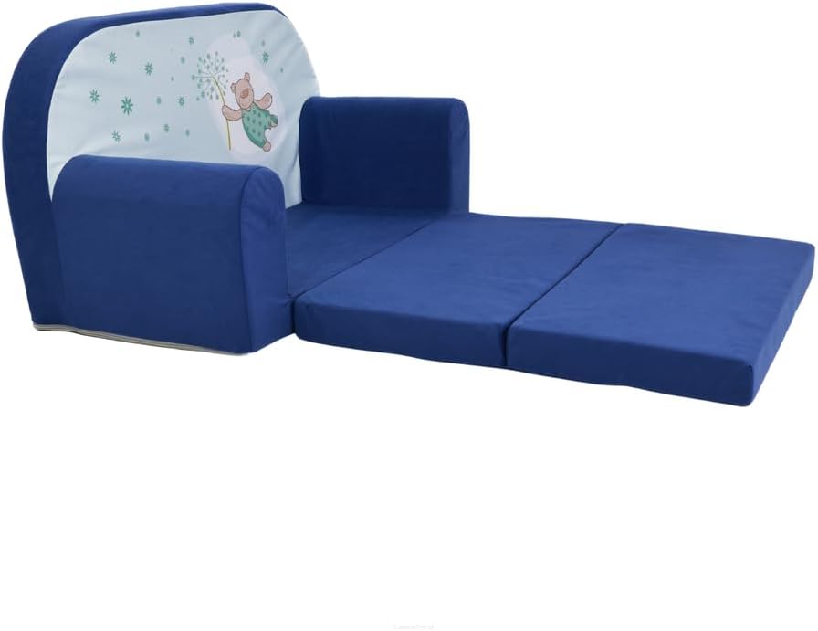FORTISLINE Ausklappbares Kindersofa Mini Baren und Blumen Abnehmbarer Bezug Spielsofa Kuschelsofa Üb