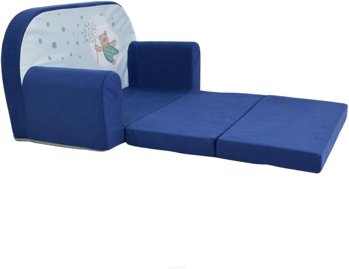 FORTISLINE Ausklappbares Kindersofa Mini Baren und Blumen Abnehmbarer Bezug Spielsofa Kuschelsofa Üb