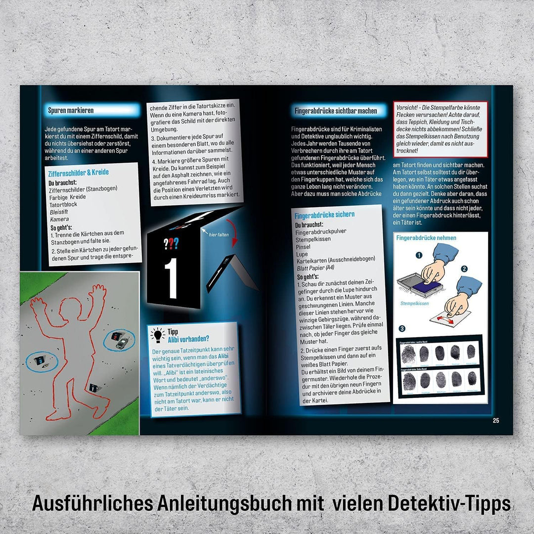 Kosmos Die DREI ??? Detektivkoffer, 630553, Detektiv Spielzeug Set für Kinder ab 8 Jahre mit Fingera