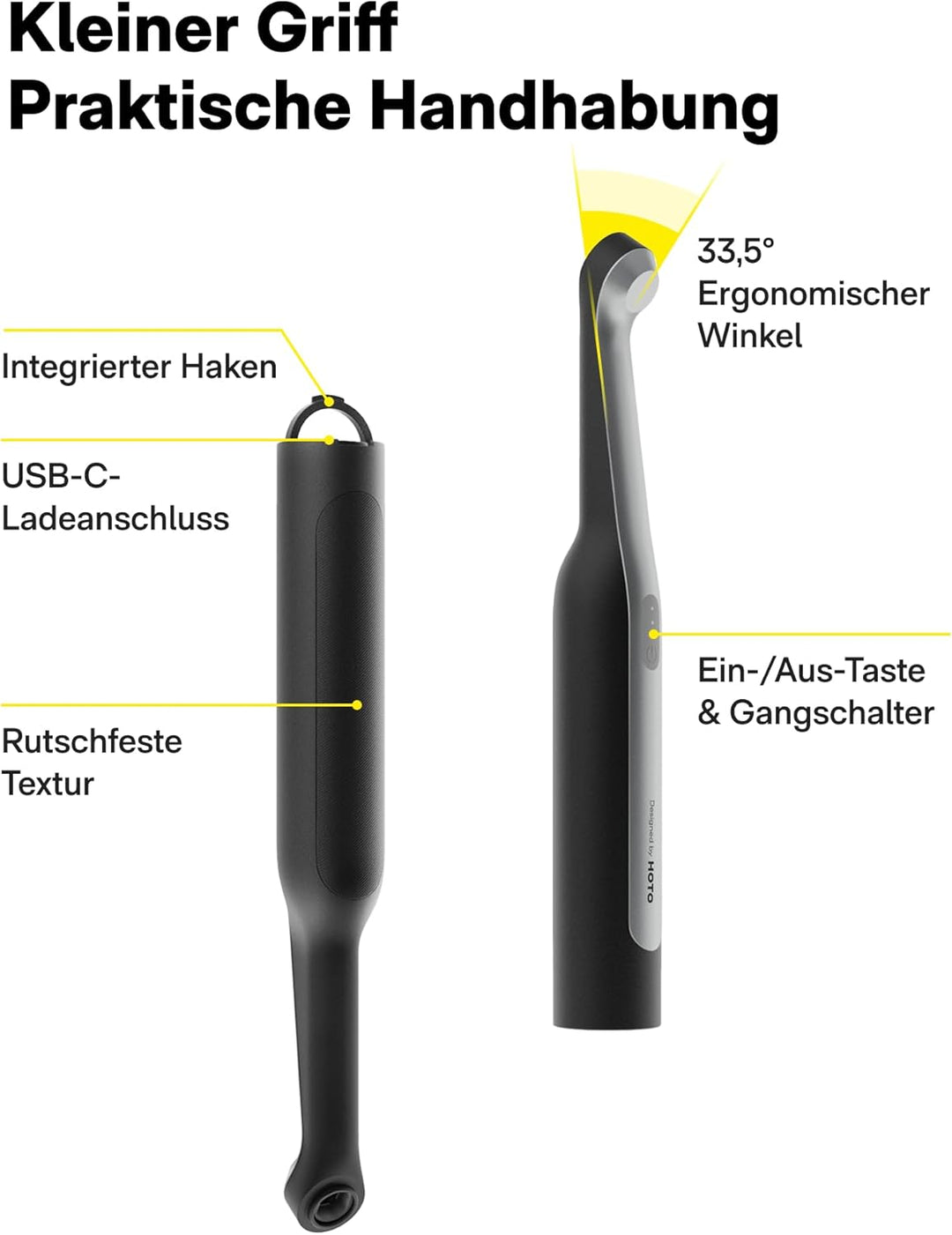 HOTO Wand™ Elektrische Reinigungsbürste, USB-C Kabellose Fugenbürste mit 12 Reinigungsköpfen, IPX7 B