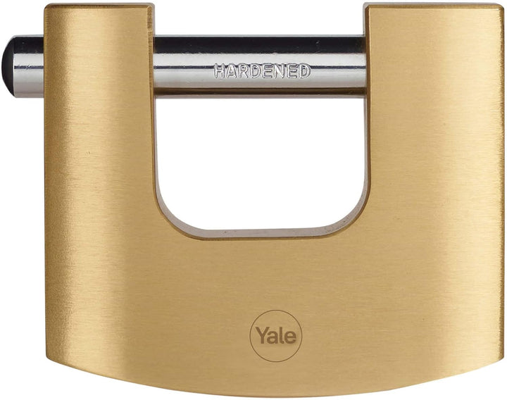 Yale Y114B/80/118/1- Hoher Schutz Messing Vorhängeschloss für Rollladen 80mm - Gehärteter Stahlbügel