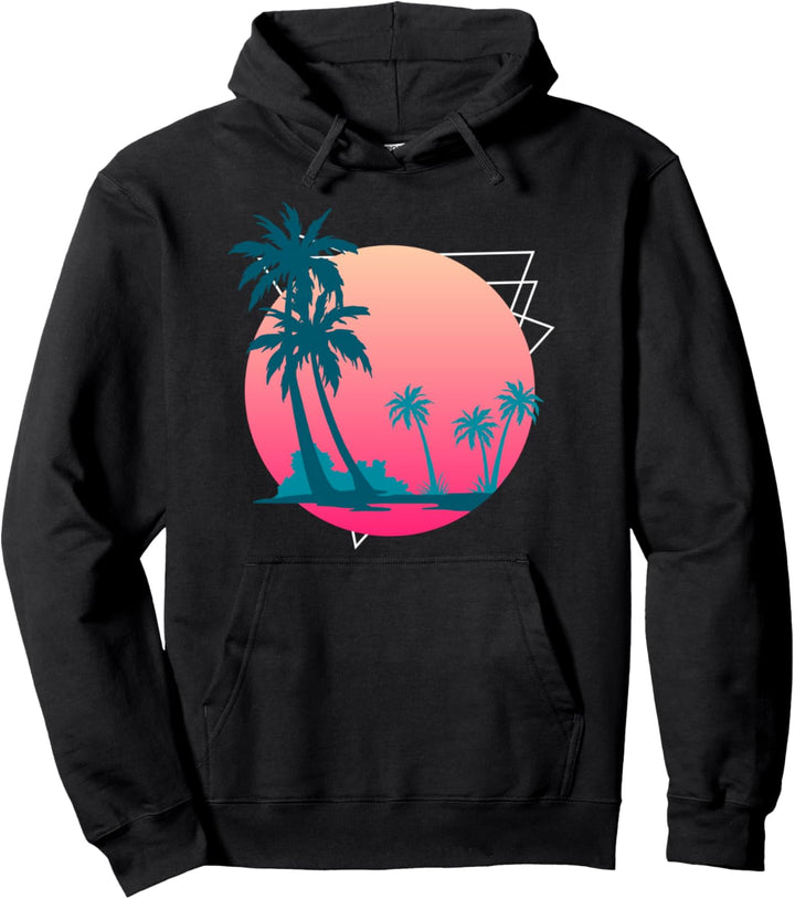 80er Synthwave Retro 1990 Aesthetic Palmen Sonne Vaporwave Pullover Hoodie