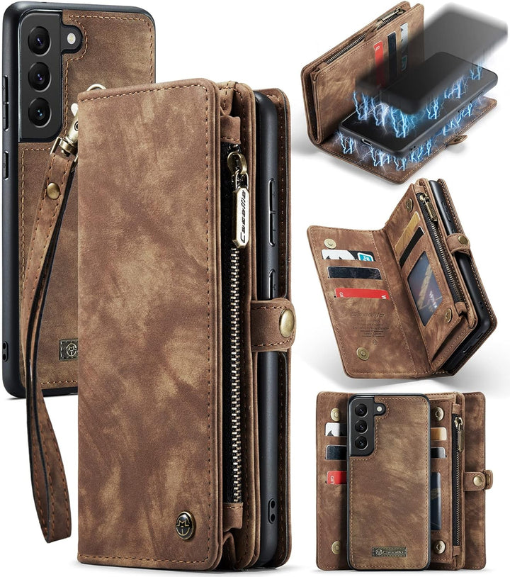 UFinetech Abnehmbare Samsung Galaxy S21 Plus Hülle Tasche Handy TPU Leder Flip Magnetische mit Band