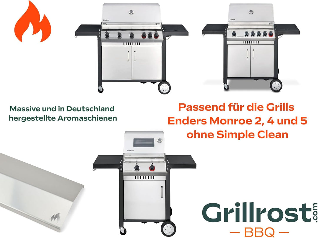 Grillrost.com Das Original Edelstahl Aromaschiene für Enders - Brennerabdeckung für Monroe 2/4 / 5 o