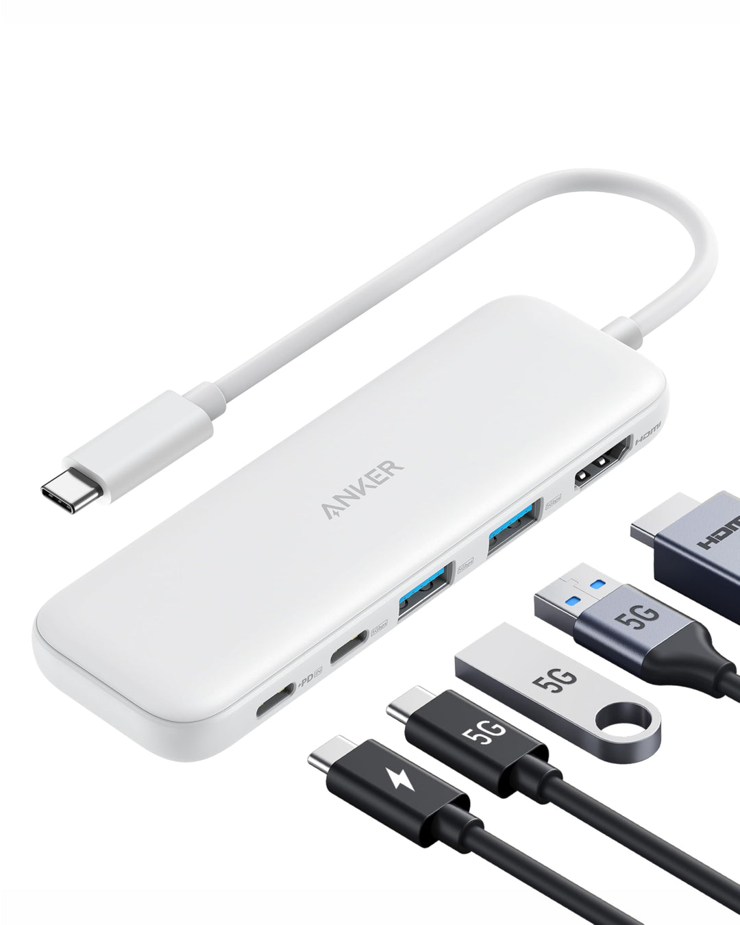 Anker 332 USB-C Hub (5-in-1) with 4K HDMI Display, 5Gbps - and 2 5Gbps USB-A Data Ports and for MacB