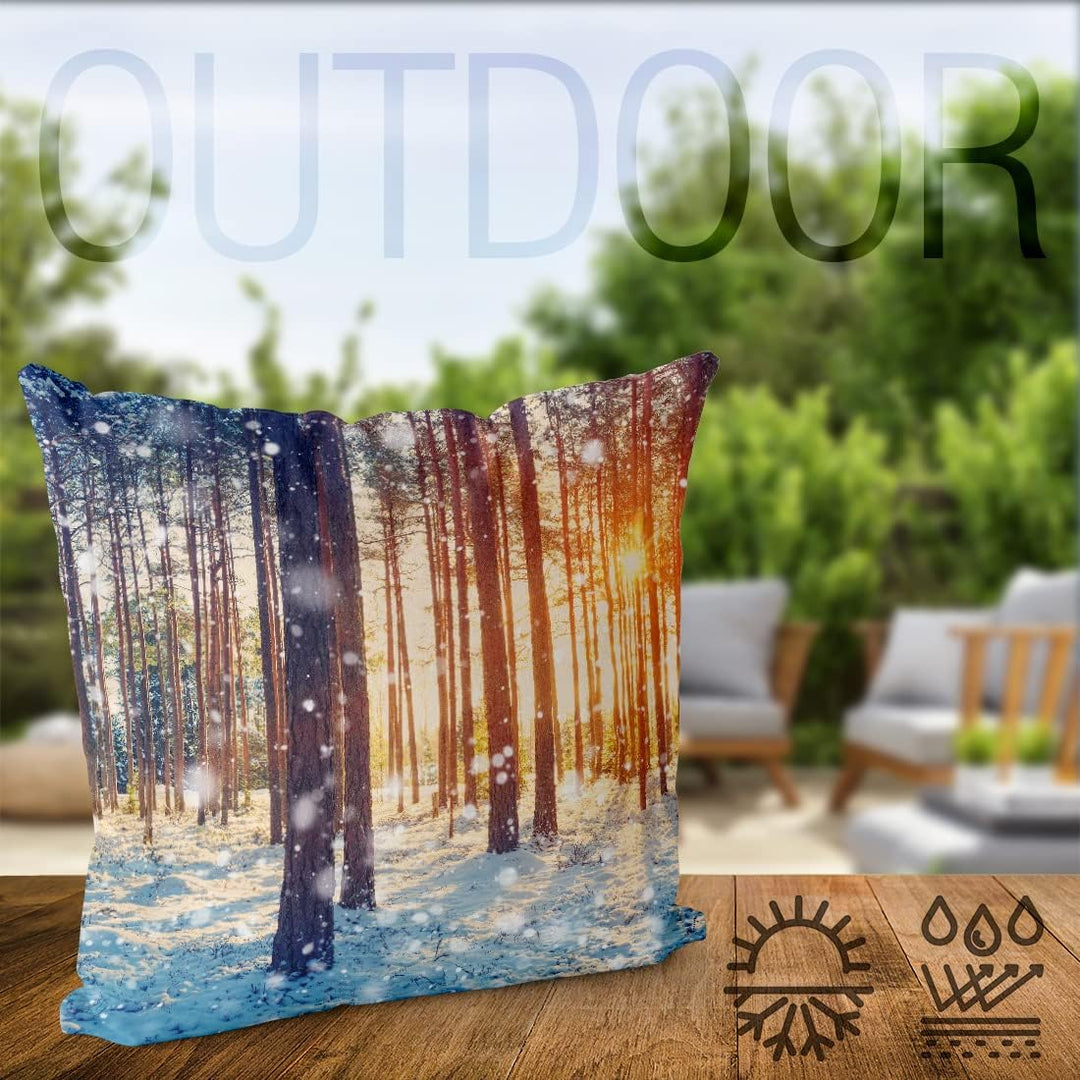 VOID Winterwald Schnee Kissenbezug Kissenhülle Sofakissen Kissen Deko Weihnachten Winter Weihnachtsd