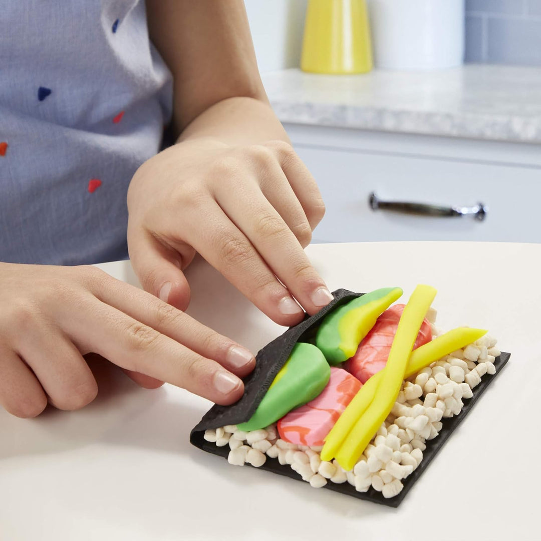 Play-Doh Kitchen Creations Sushi Spielset mit Sushibox für Kinder ab 3 Jahren mit 9 Dosen Sushi Spie