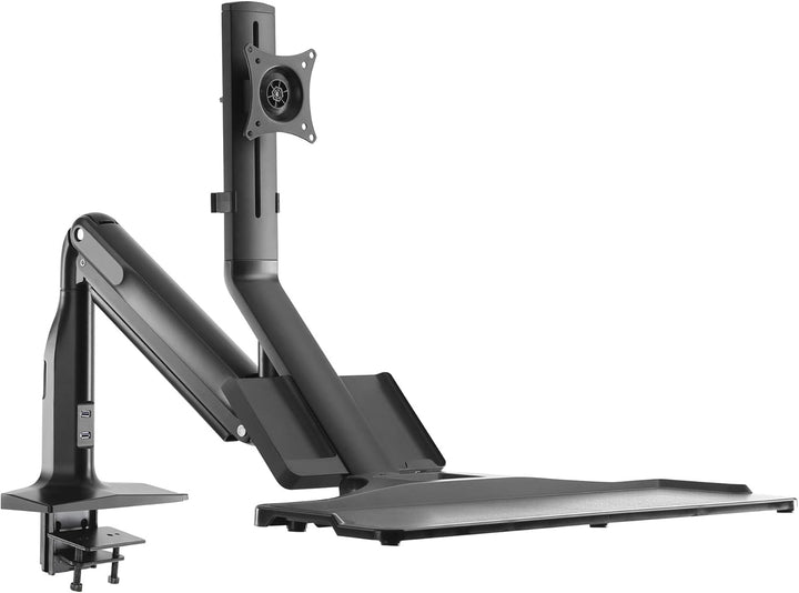 InLine Workstation-Tischhalterung mit Lifter, ergonomische Monitorhalterung mit USB 3.0 und Tastatur