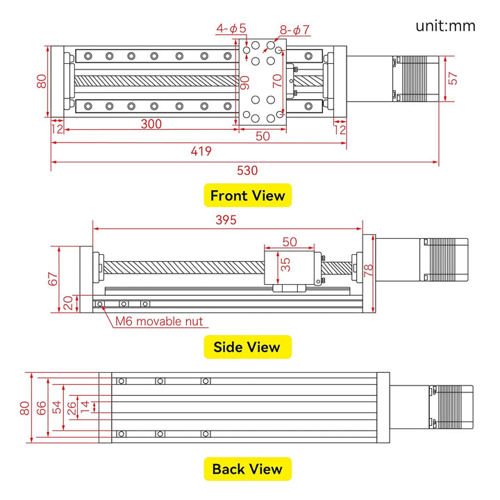 RATTMMOTOR Lineartisch-Aktuator,CNC Linearantrieb Effektiver Hub 300mm Linearführung Mini CNC Linear