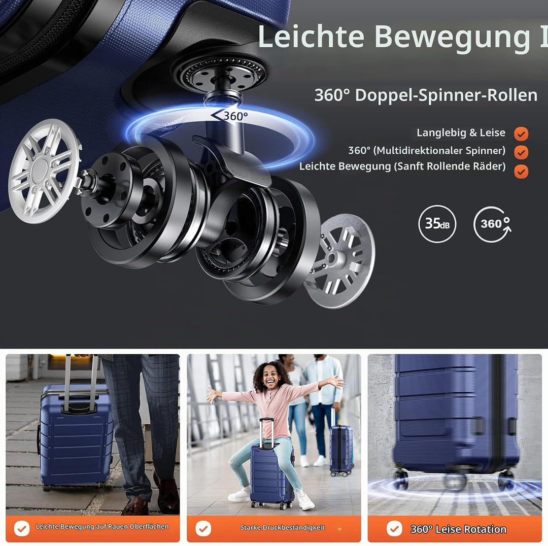 SHOWKOO Koffer Mittelgross Hartschale Leicht ABS+PC Erweiterbar Reisekoffer Kabinen Haltbar Handgepä