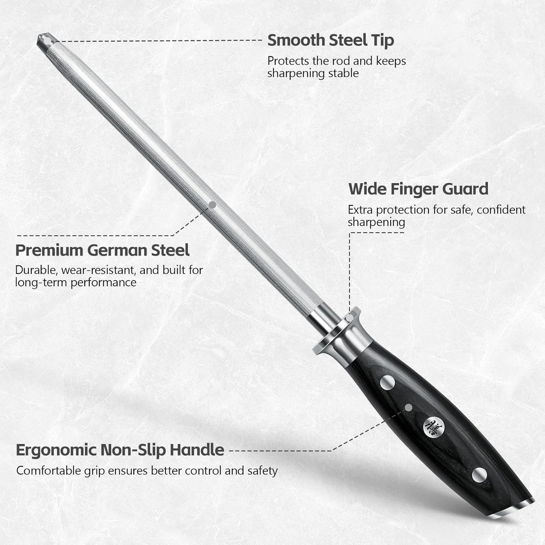 SHAN ZU Wetzstahl Messerschärfer Messer Stahl 20CM für Edelstahl Messer, Wetzstahl