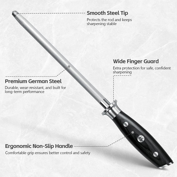 SHAN ZU Wetzstahl Messerschärfer Messer Stahl 20CM für Edelstahl Messer, Wetzstahl