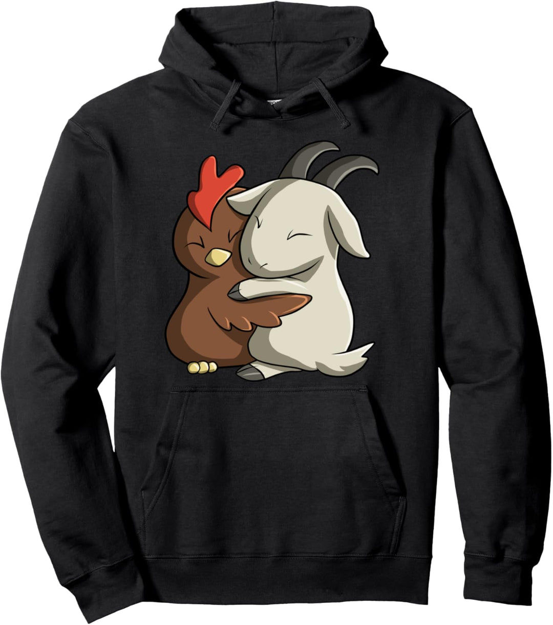 Ziege umarmt Huhn Pullover Hoodie