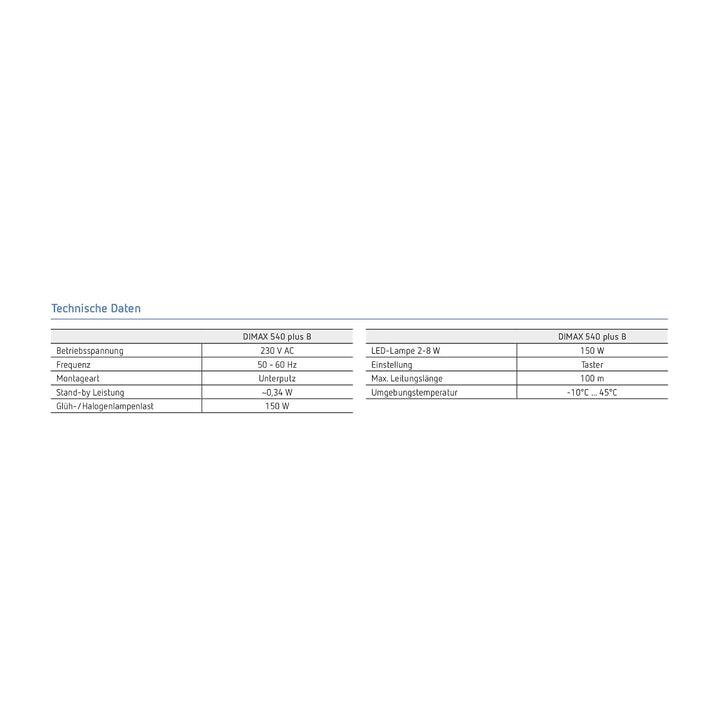 Theben 5400130 DIMAX 540 plus B Unterputz Dimmer I UP-Dimmer I R- und C-Lasten I 230 V AC I ohne Nul