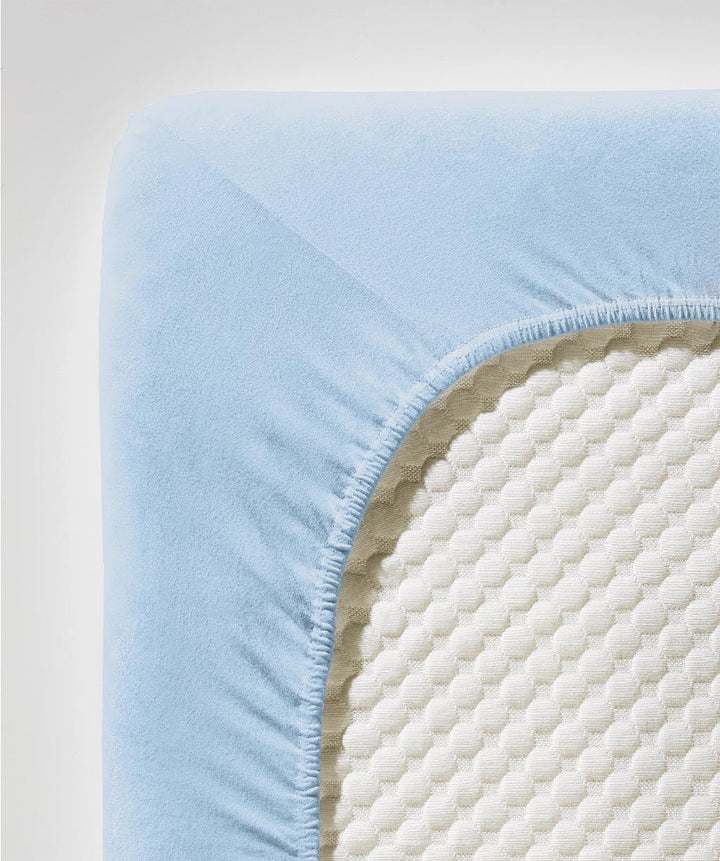 fleuresse Comfort Spannbettlaken, 96% Baumwolle, 4% Elasthan, bleu, 200 x 200 cm Bleu 200 x 200 cm,