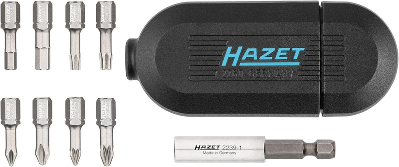 HAZET Edelstahl Bit-Set 2260X/10N | 10-teilig, Antrieb: Sechskant 6,3 mm (1/4 Zoll), mit Adapter gee