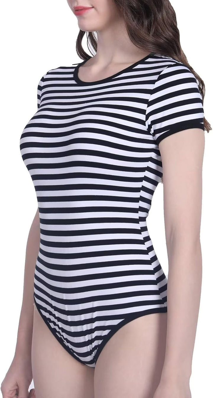 Landofgenie Bodys für Damen Einteiler Bodysuit Jumpsuit Baumwolle Kurzarm Nette Onesie Pyjamas Nacht