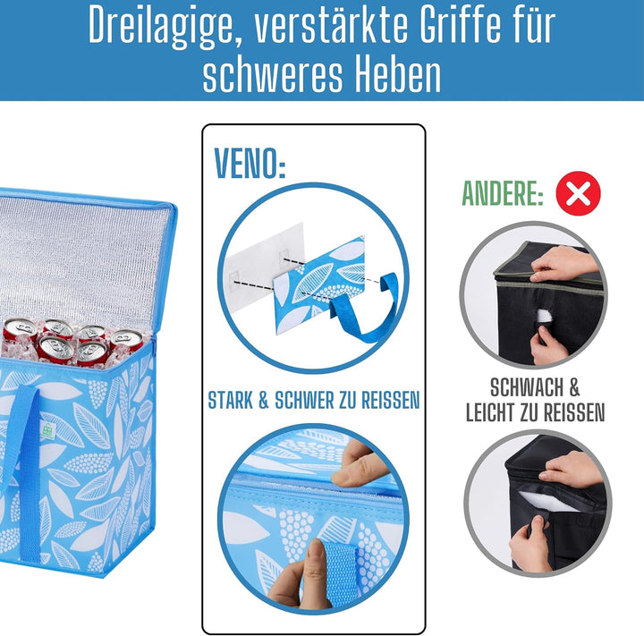 VENO 29 Liter Einkaufstasche Wiederverwendbare Faltbar Kühltasche, Gross Picknickkorb Robuste Isolie
