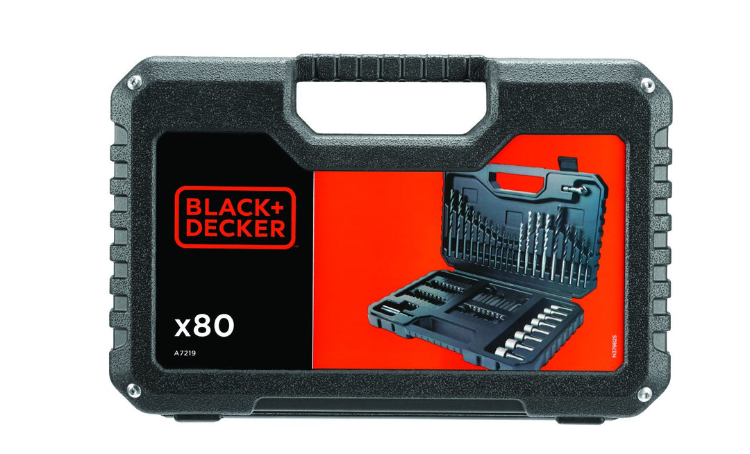 Black & Decker A7219 Koffer mit Bohr- / Schraubzubehör, 80-teilig 1 Grau, 1 Grau