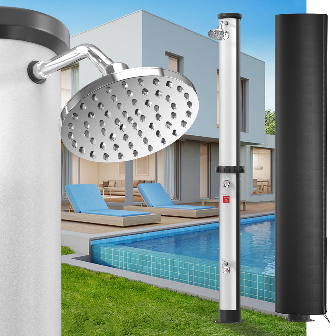 YRHome Silber Solardusche 40 Liter – Solar Gartendusche Pooldusche Campingdusche Aussendusche mit Re