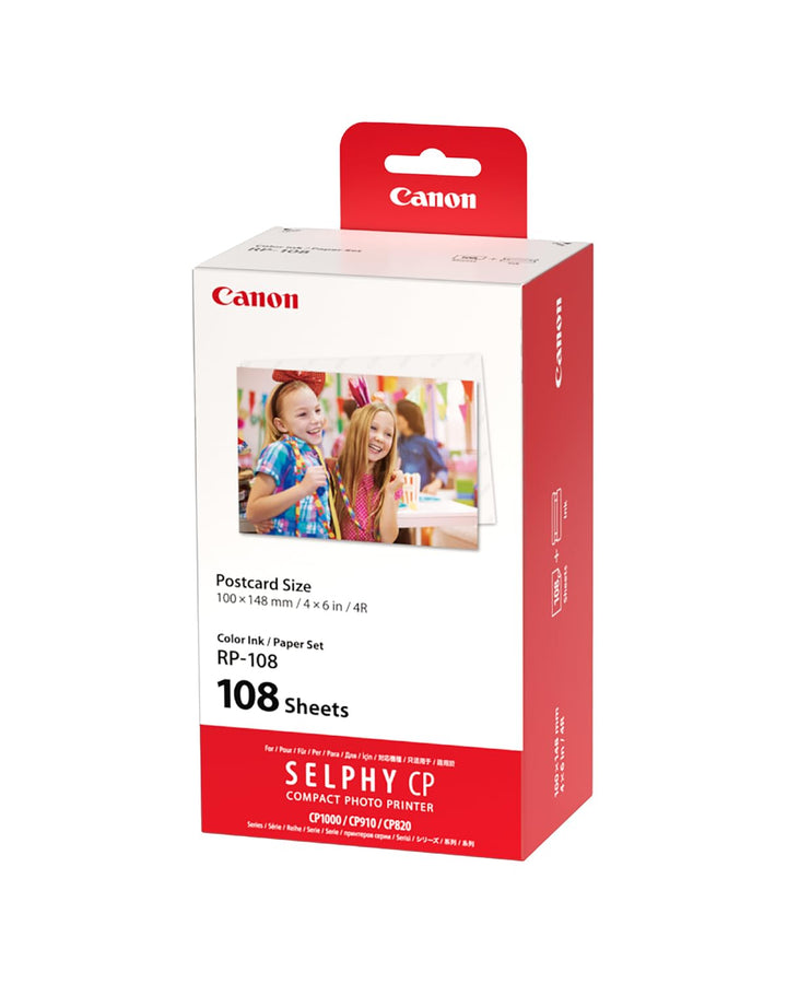 Canon RP-108 Original Farbband/Papierset Postkartengrösse 10x15cm für SELPHY CP-Drucker (108 Blatt,