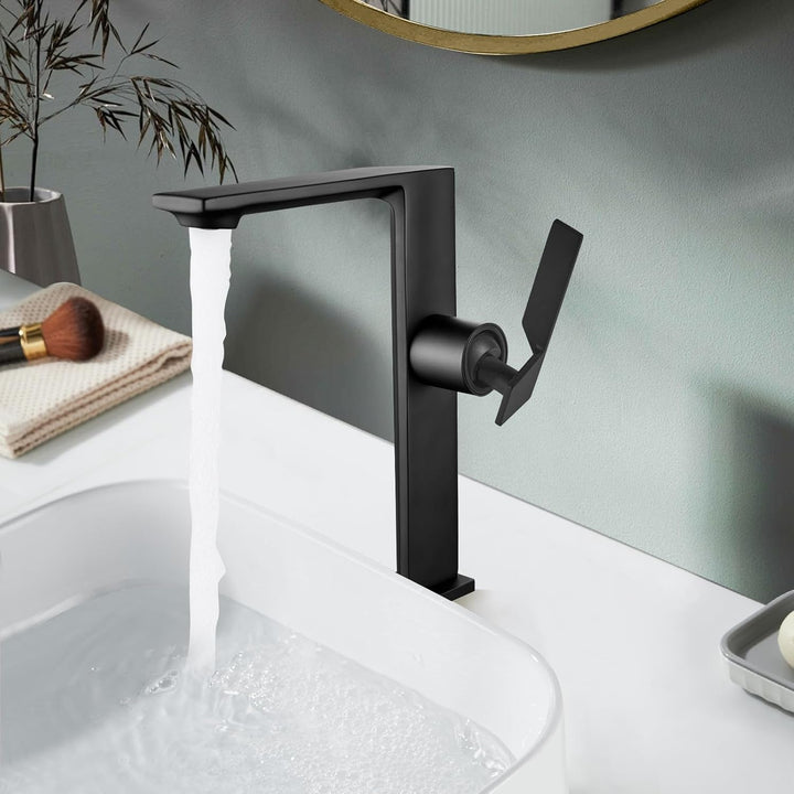 Wasserhahn Bad Schwarz Hoch Waschtischarmatur Armatur Badezimmer Mischbatterie Waschbecken Armaturen