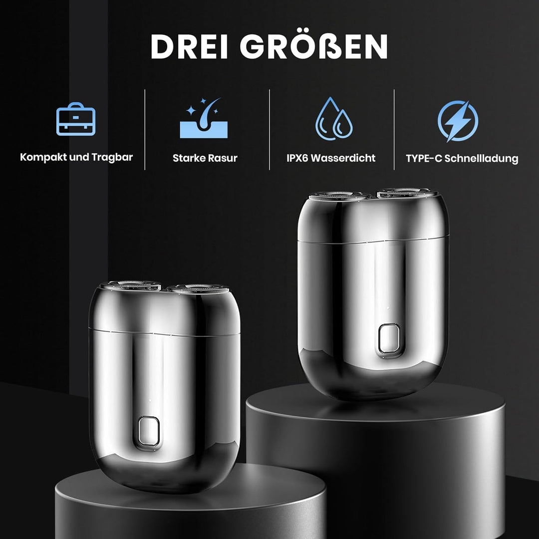 Rasierer Herren Elektrisch, 2025 Neu Mini Portable Electric Shaver, IPX7 Wasserdicht Mini Trockenras