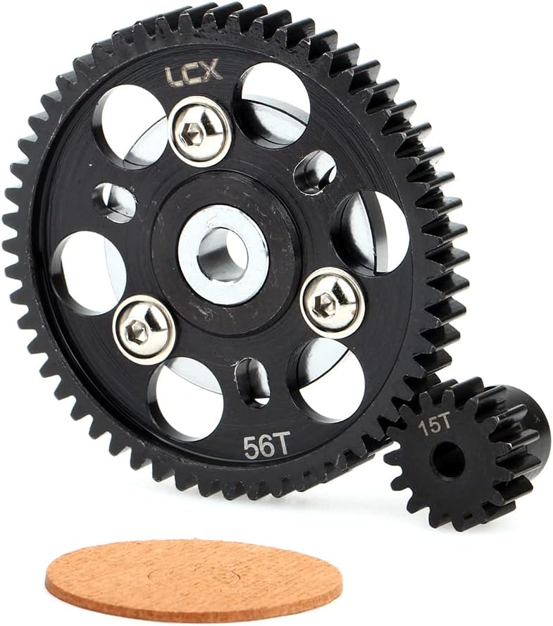 LCX Racing 1/10 RC Crawler Auto gehärteter Stahl 32P 56T Sporengetriebe mit 15T Ritzel für axiales S