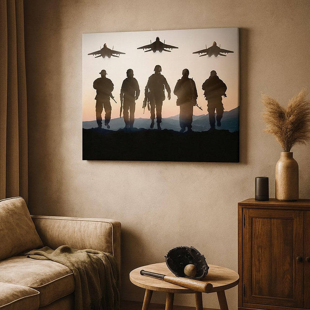 Bilder auf Leinwand 100x70cm Leinwandbild mit Rahmen Armee Militaria Gross Wanddeko Bild Schlafzimme