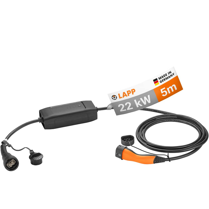 Lapp Mobility Typ 2 Ladestation 22kW / ohne Adapter / 32 A / 3-Phasig/E-Auto Ladekabel/Mode 2 / 6m /