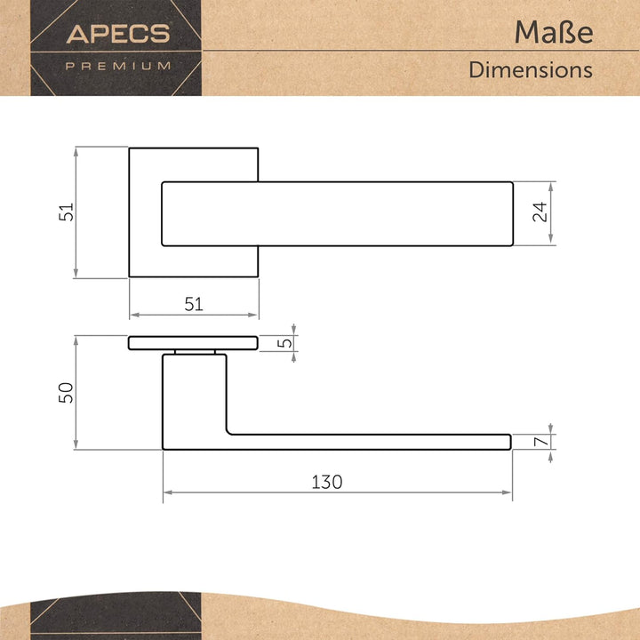 APECS Türgriffe innentüren Modern Türklinke für Haustür und Innentür mit quadratisch Rosetten Türgri