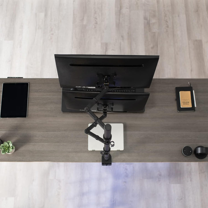 VIVO STAND-V012T Ständer für Zwei Monitore, extra hoch, vertikal gestapelt, mit 99 cm Stehstange, vo
