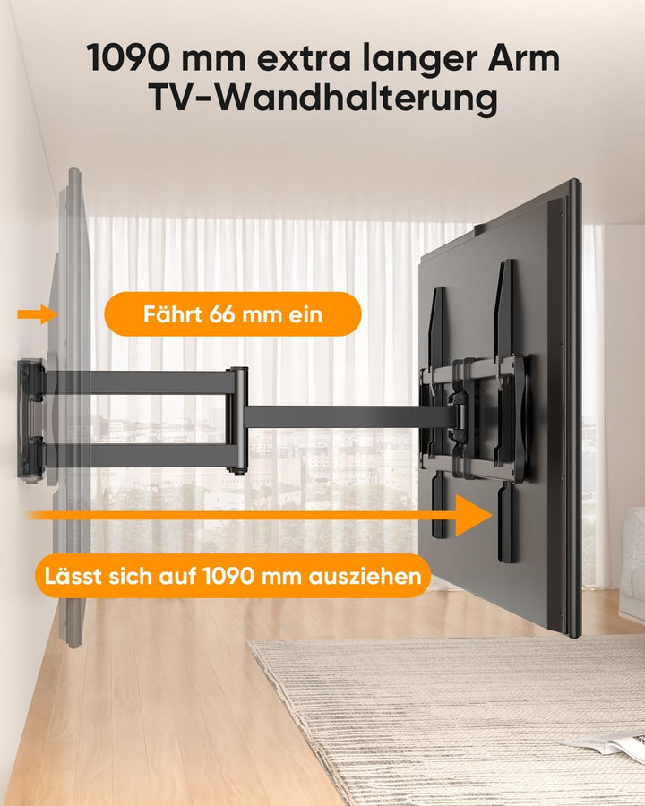 FORGING MOUNT Vollbewegliche TV Wandhalterung für 60-100 Zoll Fernseher bis 100kg, Fernseher Wandhal