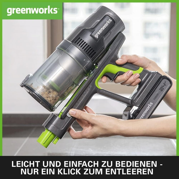 Greenworks GD24SVK4D Deluxe Kabelloser Staubsauger, hohe Saugleistung, 45 Minuten Laufzeit, Hepa-Fil