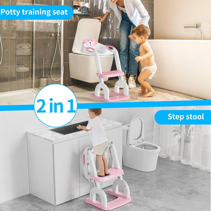 Toilettensitz Kinder mit Treppe, Upgraded WC Aufsatz für Kinder für Jungen und Mädchen, 2-in-1 Toile