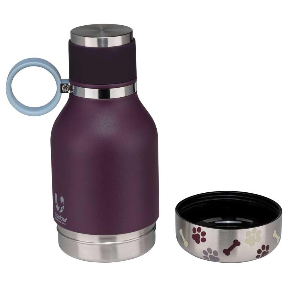Asobu - Dog Bowl - Edelstahlflasche mit Hundenapf 1 Liter Burgunderrot Burgundy 1 Liter, Burgundy 1