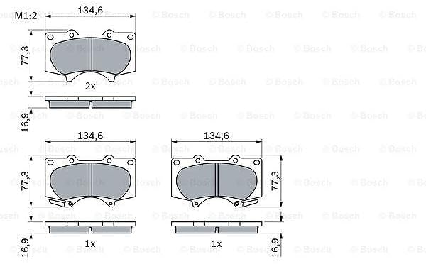 Bosch BP1064 Bremsbeläge - Vorderachse - ECE-R90 Zertifizierung - vier Bremsbeläge pro Set