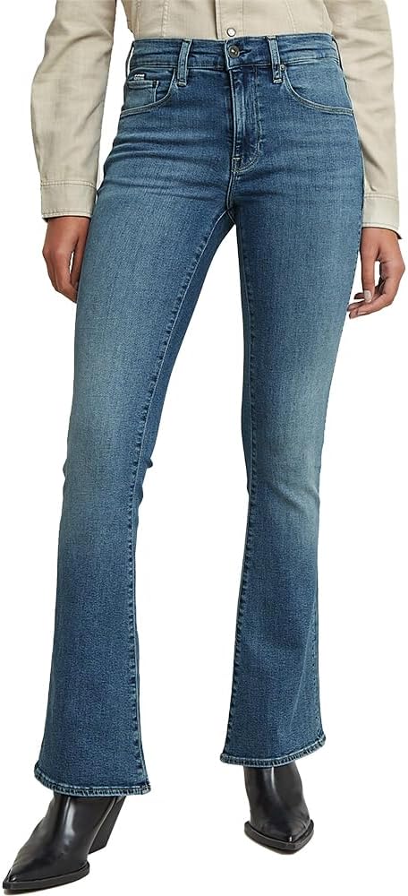 G-STAR Damen 3301 Flare Jeans 23W / 28L Blau (Faded Icy Blue D21290-d987-h280), 23W / 28L Blau (Fade