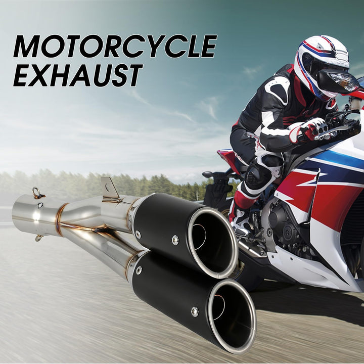 1.5-2" Einlass Thunder Dual Tail Steckdose Slip-On Auspuff Schalldämpfer mit DB-Killer Motorrad - Bl