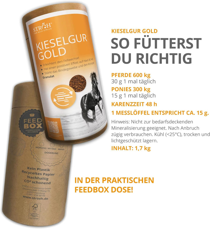 STRÖH Kieselgur Gold & Algen Pferd (1,7kg) • Zur Unterstützung von Stoffwechsel & Fellwachstum • Min