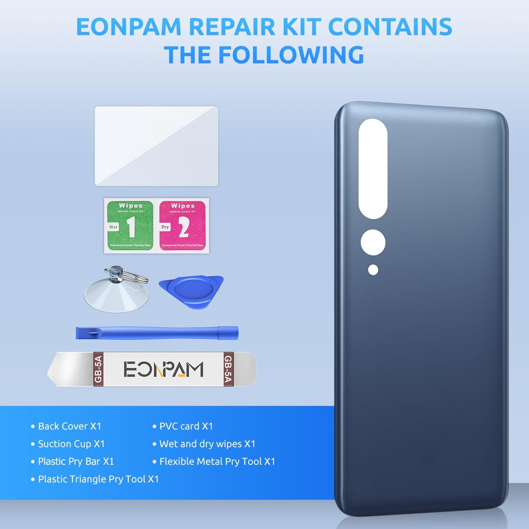 Eonpam Akkudeckel für Xiaomi Mi 10 Pro Rückseite Glas Original Backcover Back Glas Ersatz mit Repara