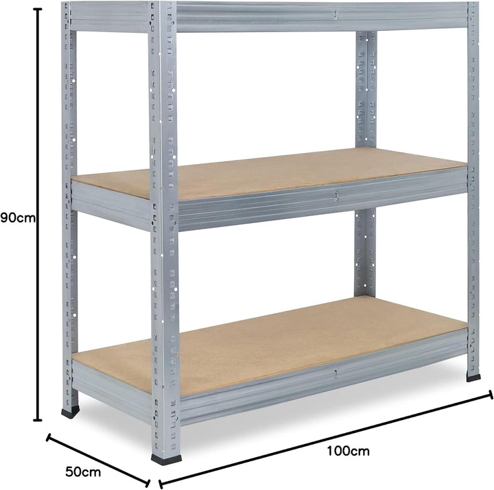 shelfplaza® 90x100x50cm Profi Schwerlastregal verzinkt/Metallregal mit 3 Böden à 200kg Tragkraft/Kel
