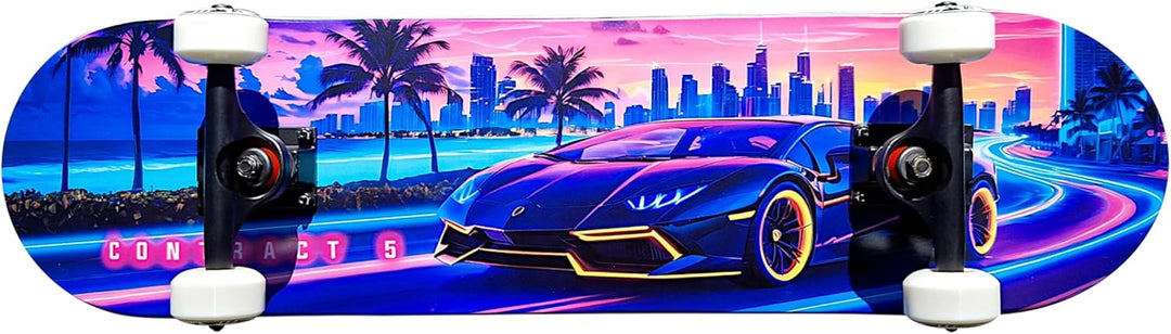 Komplett Skateboard Miami Boulevard - für Kinder und Jugendliche - 7-lagiges Ahornholz Deck - Medium