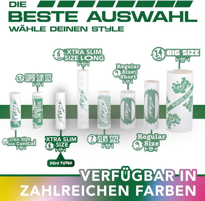 PURIZE® XTRA Slim Size Aktivkohlefilter SET (250er Spezial Set) (gelb), Gelb