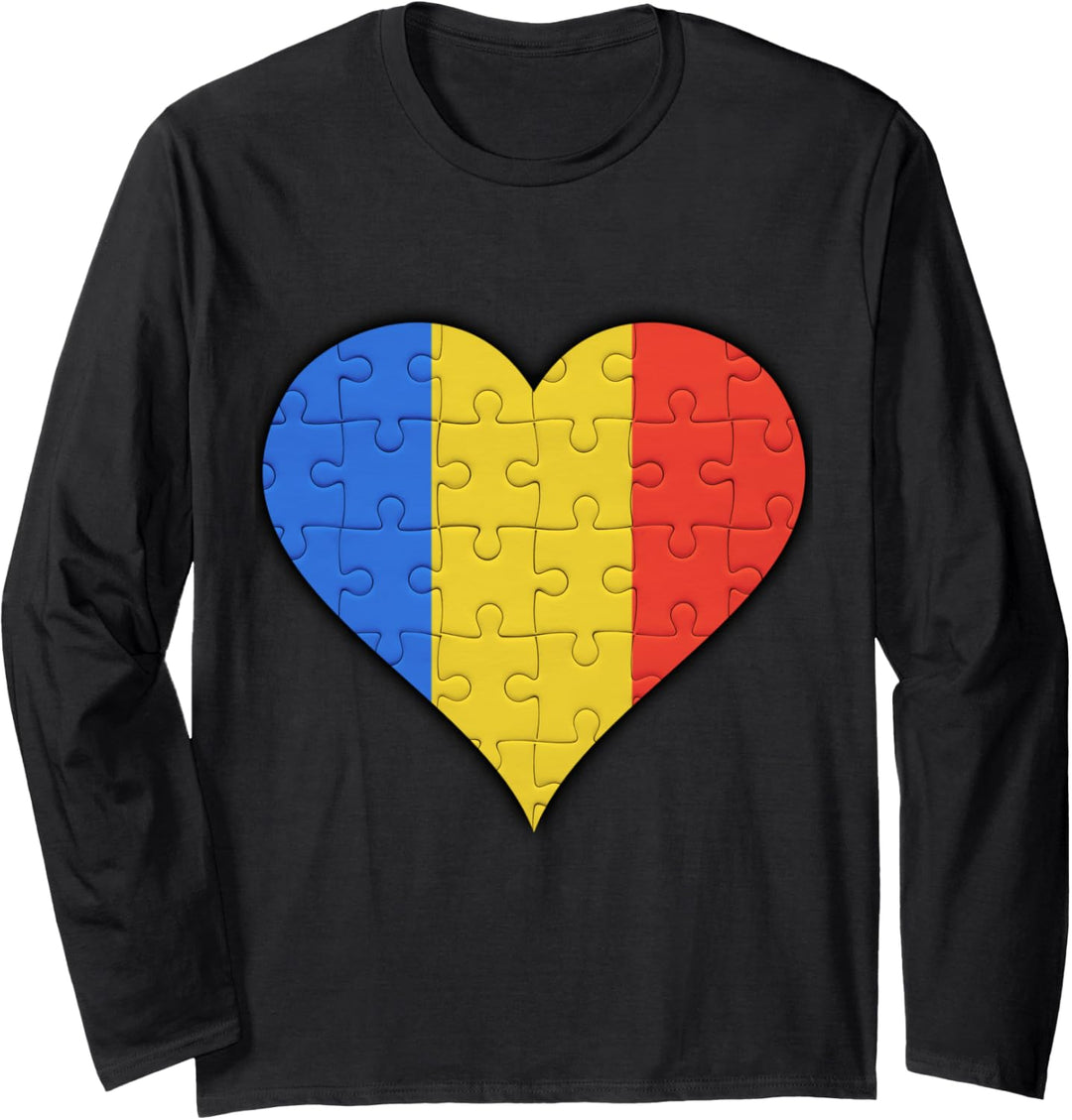 Rumänien Rumänische Flagge Herz Langarmshirt