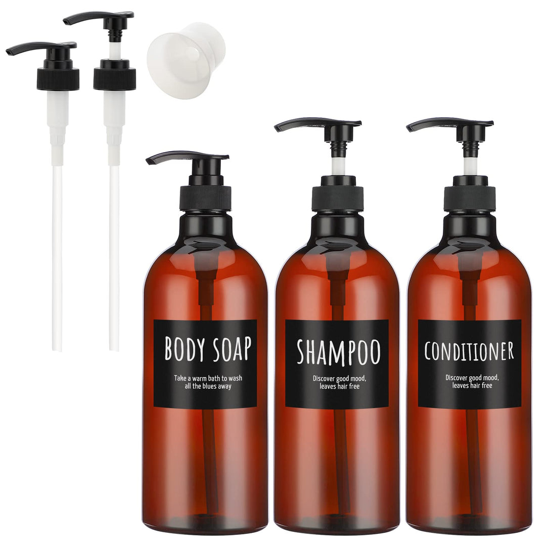 Segbeauty Lotion Dispenser, 3 Stück 1000 ml Seifenspender Set mit Etiketten, Shampoo Spülmittelspend