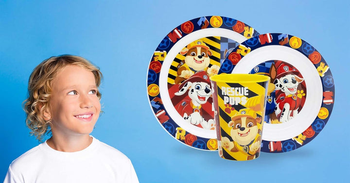 Kindergeschirr set Paw Patrol, Wiederverwendbares Babygeschirr Set, Kinder Essgeschirr, Microwaveabl