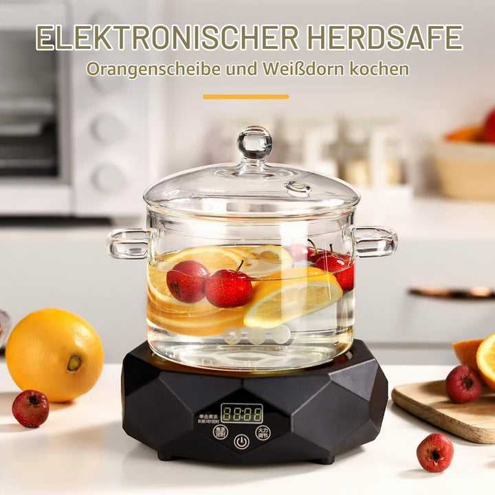 Glaspfanne, 2.3-Liter-Glaspfanne mit Deckel, hitzebeständige Klarglas-Kochpfanne und Pfanne mit Deck