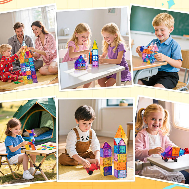 Xekel Magnetische Bausteine 𝟒𝟎𝐓𝐞𝐢𝐥𝐞, Magnetbausteine Kinder mit Starker Magnet & Magnetsteine Kinder