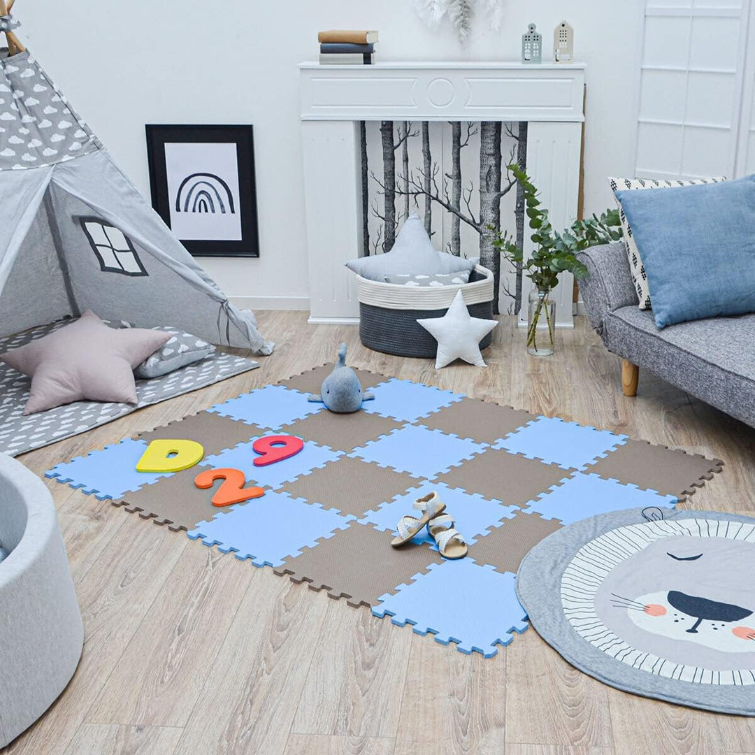 LittleTom 18 Teile Spielmatte Baby ab Null - 30x30 Schaumstoff Puzzlematte Kinder Isomatte Baby Spie